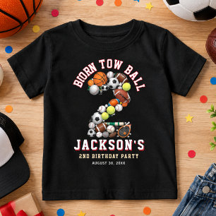 Camiseta De Bebé Cumpleaños Temático Deporte Nacido Para Jugar Niño