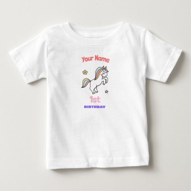 Camiseta De Bebé Cumpleaños Unicornio 1 año (Anverso)