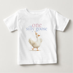 Camiseta De Bebé Cumpleaños Uno Ganso Tonto Lindo 