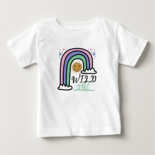 Camiseta De Bebé Cumpleaños Uno Salvaje Lindo Arcoíris Sol