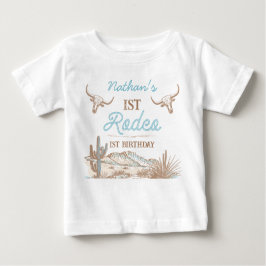 Camiseta De Bebé Cumpleaños Vaquero Occidental Vintage Primer Rodeo