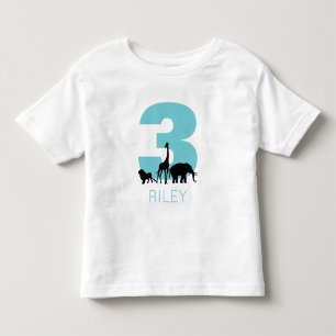 Camiseta De Bebé Cumpleaños zoológico personalizado verde azulado