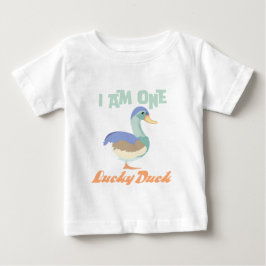 Camiseta De Bebé Cumplo un año, Pato Afortunado Pastel