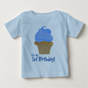 Camiseta De Bebé Cupcake Blue, es mi primer cumpleaños!