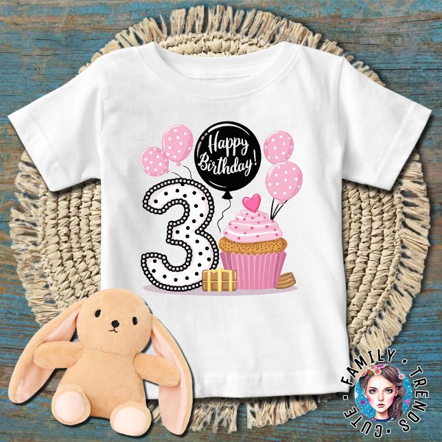Camiseta De Bebé CUPCAKE cumpleaños 3 (Subido por el creador)