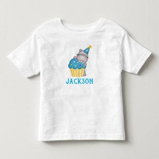 Camiseta De Bebé Cupcake de cumpleaños de Hippo lindo personalizado