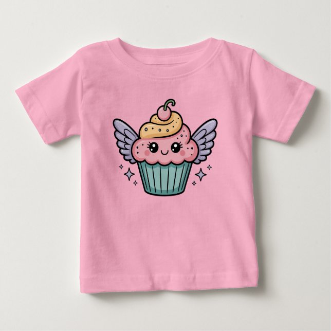 Camiseta De Bebé Cupcake Kawaii (Anverso)