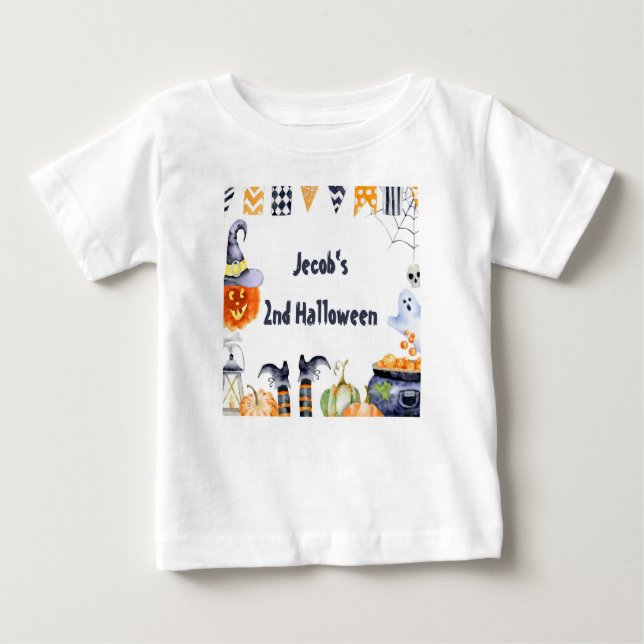 Camiseta De Bebé Curada y divertida 2ª acuarela de halloween (Anverso)