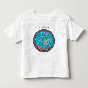 Camiseta De Bebé Curiosas criaturas marinas bajo el agua dibujando 