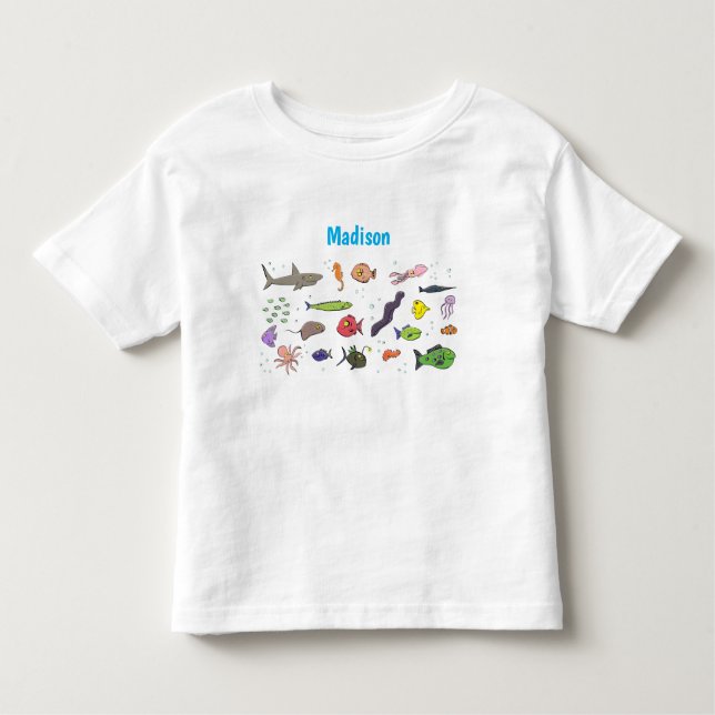 Camiseta De Bebé Curiosas marinas criaturas personalizado ilustraci (Anverso)