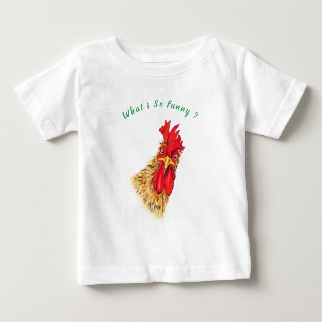 Camiseta De Bebé Curioso gallo curioso sorprendido - Qué es tan gra (Anverso)