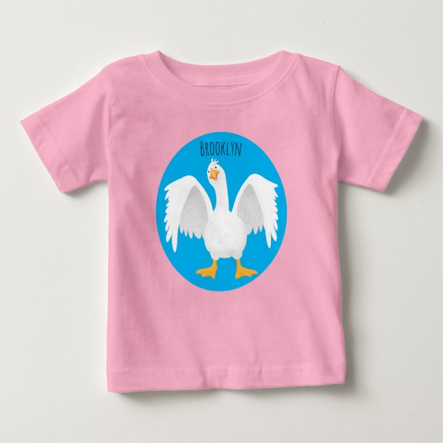 Camiseta De Bebé Curioso ilustracion de personalizado ganso domésti (Anverso)
