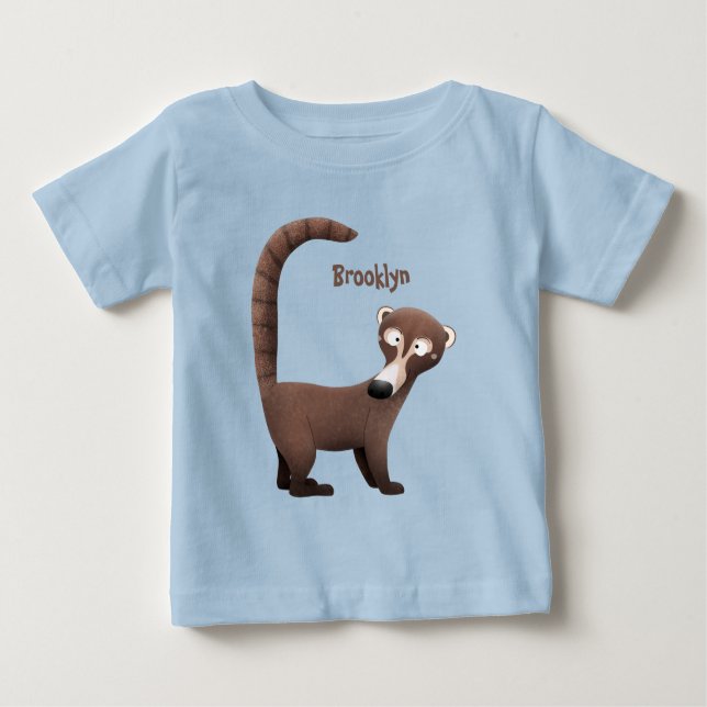 Camiseta De Bebé Curioso ilustracion personalizado de coatimundi (Anverso)