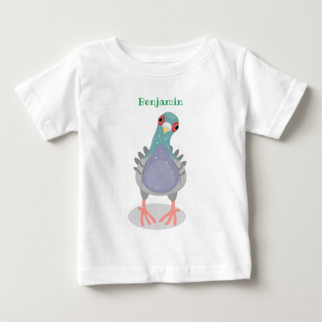 Camiseta De Bebé Curioso ilustracion personalizado de palomas (Anverso)