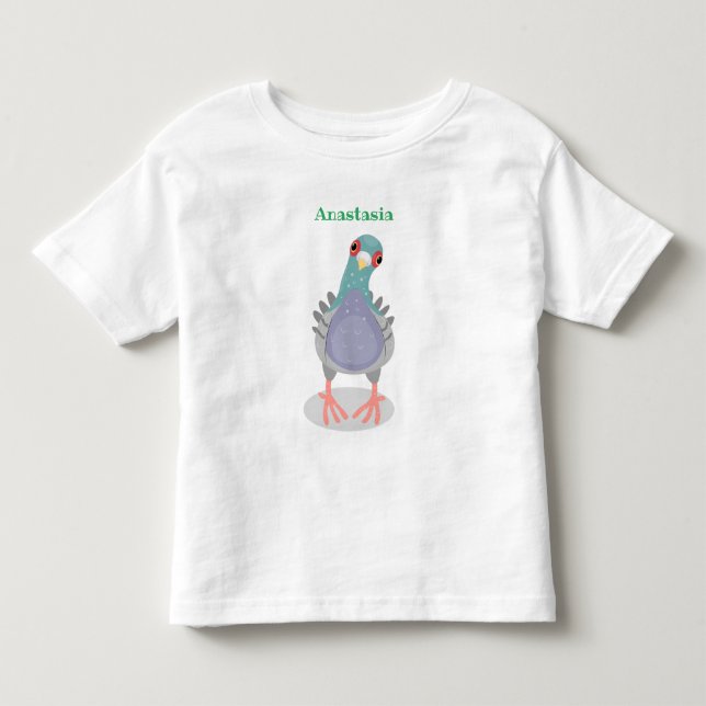 Camiseta De Bebé Curioso ilustracion personalizado de palomas (Anverso)