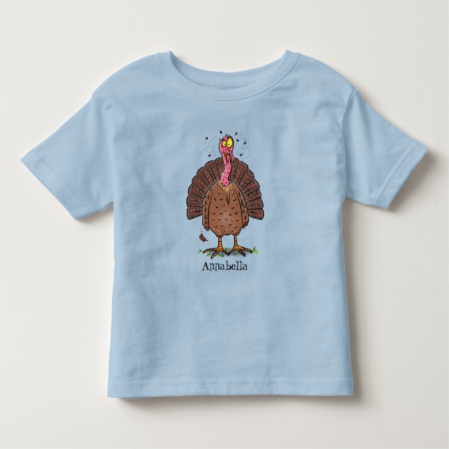 Camiseta De Bebé Curioso pavo de corral marrón con personalizado de (Anverso)