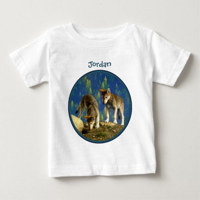 Camiseta De Bebé Curiosos Gris Gray Wolf Pups (Anverso)