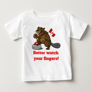 Camiseta De Bebé Curling beaver with flag