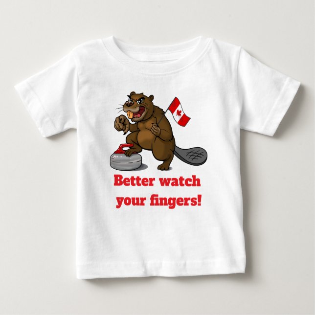 Camiseta De Bebé Curling beaver with flag (Anverso)