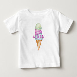 Camiseta De Bebé Custom Colorful Painted Ice Cream Cone With Name