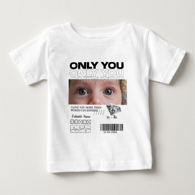Camiseta De Bebé Custom Image, name & Text | Personalized (Anverso)