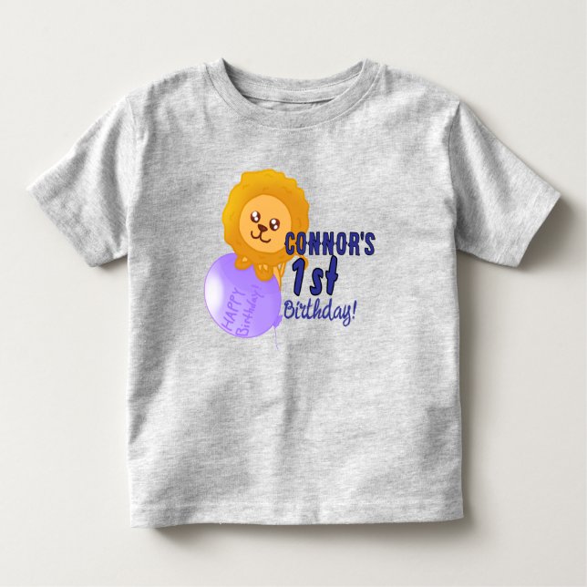 Camiseta De Bebé Custom Lion Themed Birthday T-Shirt (Anverso)