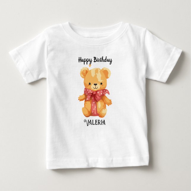 Camiseta De Bebé Custom Name Happy Birtday (Anverso)