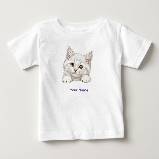 Camiseta De Bebé Custom Name Personalized Kitten Art Gift (Anverso)