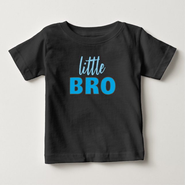Camiseta De Bebé Custom Text Template Black & Blue Little Bro (Anverso)