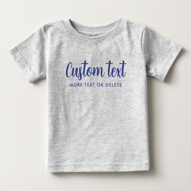Camiseta De Bebé Custom Typography Text Pic Template Grey & Blue (Anverso)