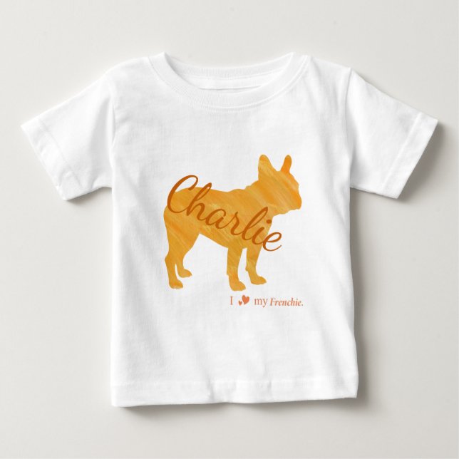 Camiseta De Bebé Customizable French Bulldog Pastel Orange Frenchie (Anverso)
