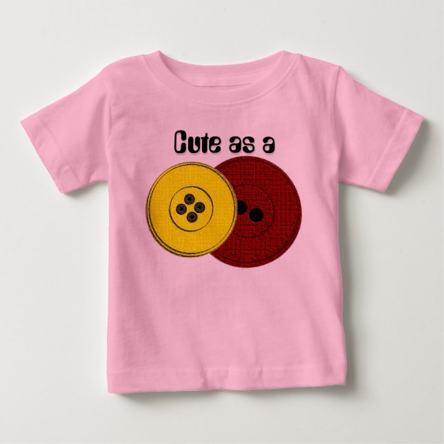 Camiseta De Bebé Cuta como botón (rojo/amarillo) (Anverso)