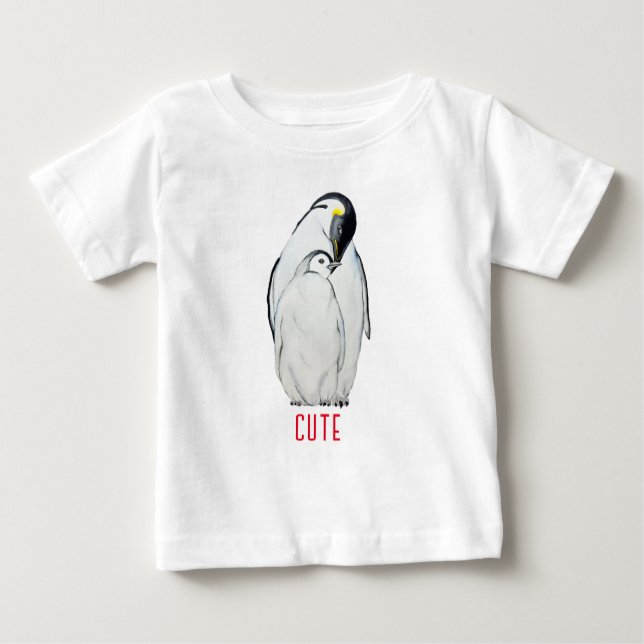 Camiseta De Bebé Cuta familia de los pingüinos emperadores T-Shirt (Anverso)