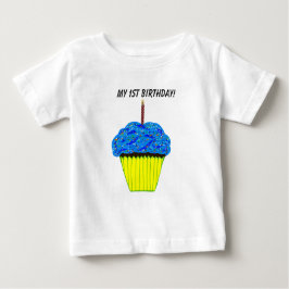 Camiseta De Bebé Cute 1er cumpleaños Blue Cupakes Infant T-Shirt