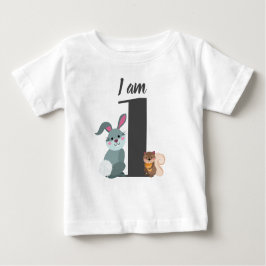 Camiseta De Bebé Cute 1er cumpleaños Squirrel Bunny