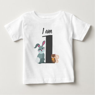 Camiseta De Bebé Cute 1er cumpleaños Squirrel Bunny