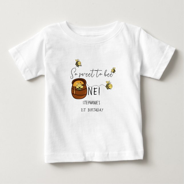 Camiseta De Bebé Cute Abejorro Tan Dulce Para Ser Uno Cumpleaños 1 (Anverso)