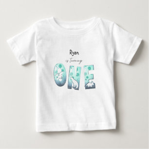 Camiseta De Bebé Cute acuarela Bebé Dinosaurio Primer cumpleaños