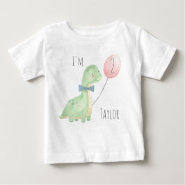 Camiseta De Bebé Cute acuarela Dinosaurio 2 años cumpleaños