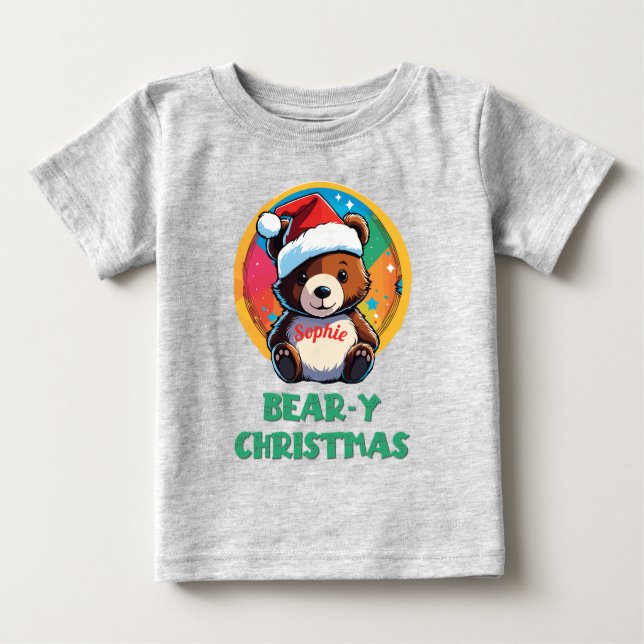 Camiseta De Bebé Cute Adorable Kawaii Chibi Oso Navidad (Anverso)