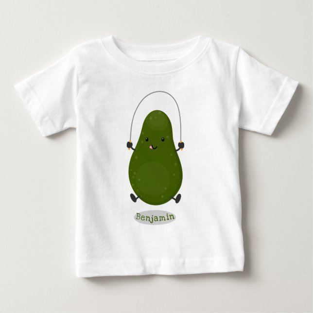 Camiseta De Bebé Cute aguacate salto cuerda personalizado ilustraci (Anverso)