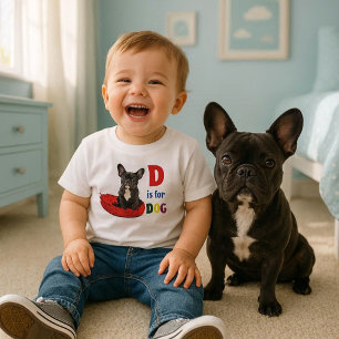 Camiseta De Bebé Cute Alphabet D es para el niño pequeño perro Chic