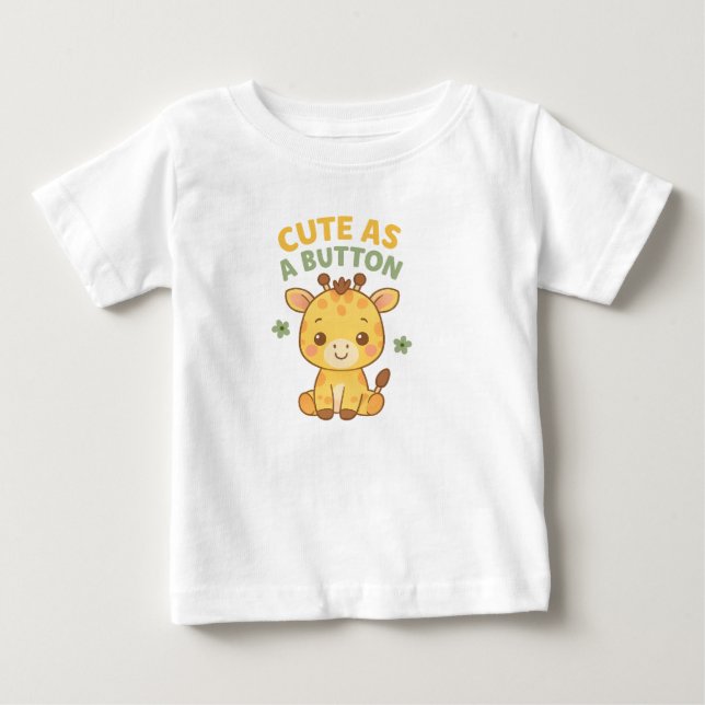Camiseta De Bebé Cute as a Button – Baby Giraffe Charm (Anverso)
