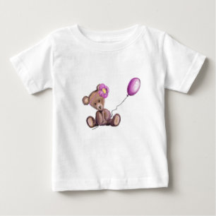 Camiseta De Bebé Cute Baby Bear with Purple Balloon Baby T-Shirt