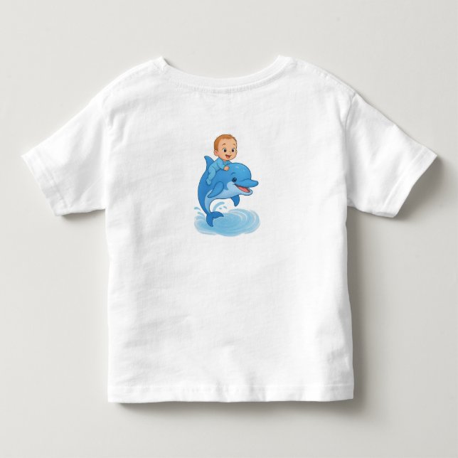 Camiseta De Bebé Cute Baby Boy Riding a Dolphin T-Shirt | Adorable  (Reverso)