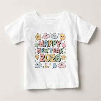 Camiseta De Bebé Cute Baby Cartoon New Year 2026 Illustration