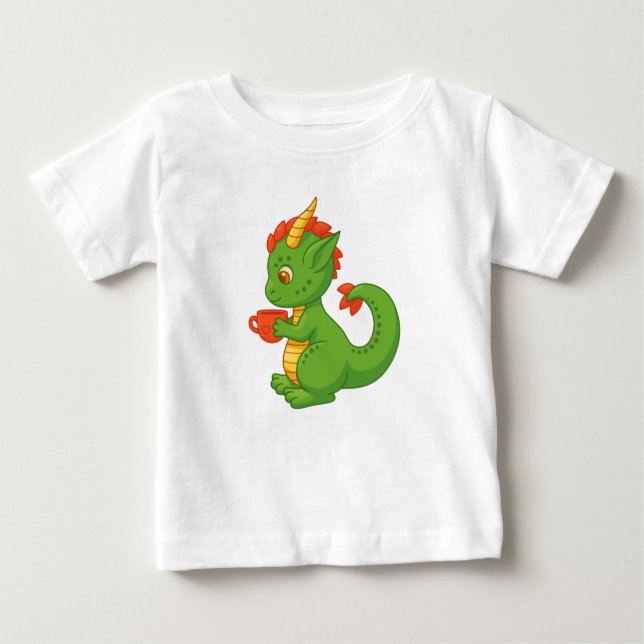 Camiseta De Bebé Cute Baby Dragon Holding Cup (Anverso)