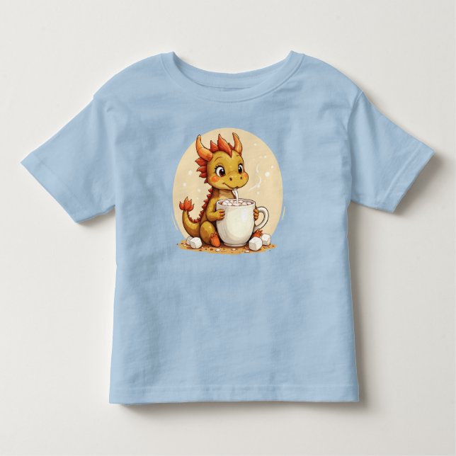 Camiseta De Bebé Cute Baby Dragon Hot Chocolate Kids Kawaii Cozy De (Anverso)