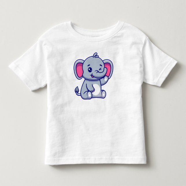 Camiseta De Bebé Cute Baby Elephant Sitting Cartoon-23800 (Anverso)