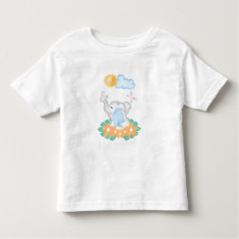 Camiseta De Bebé Cute Baby Elephant with orange flowers